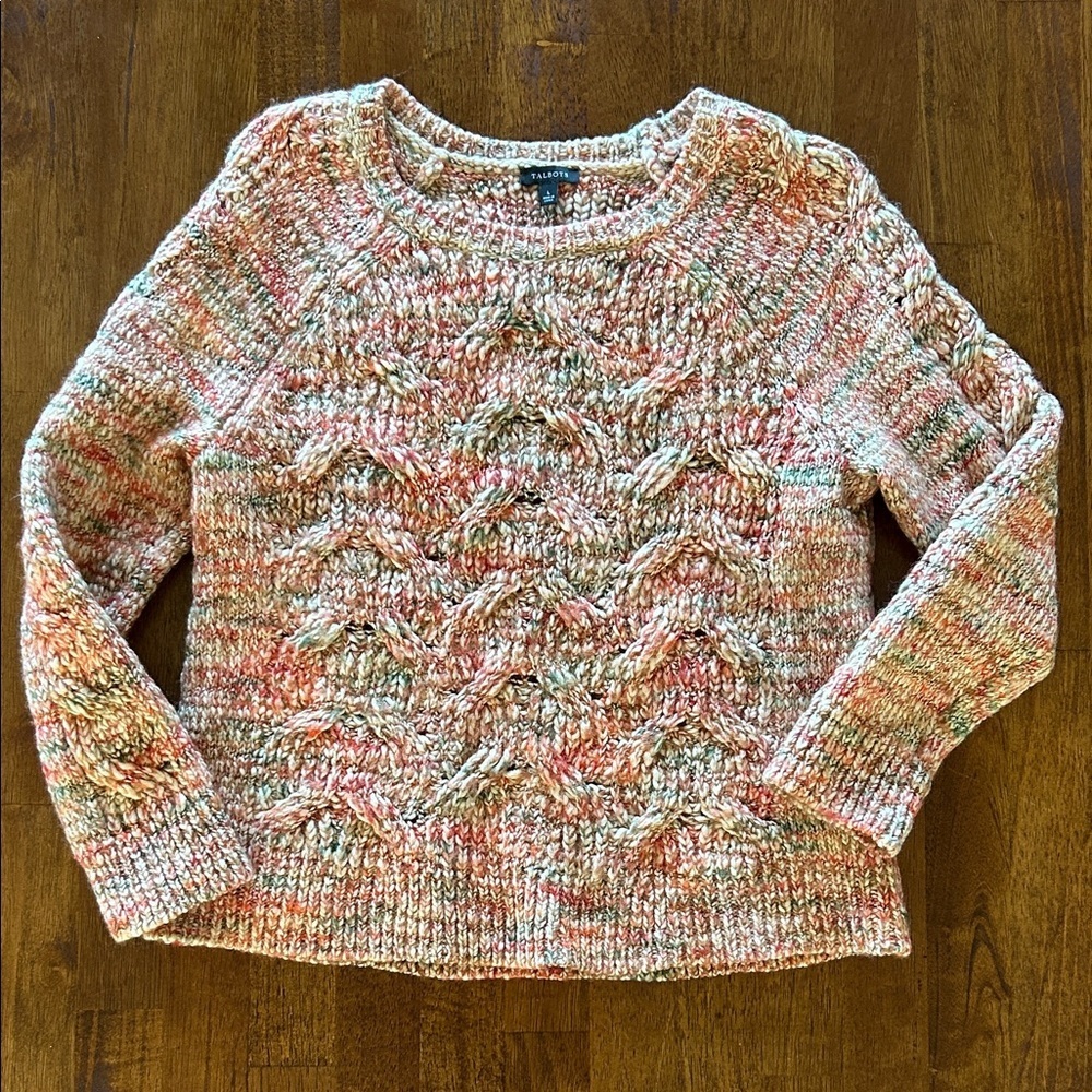 Talbots crewneck wool blend fall sweater women’s large open knit detail - Picture 1 of 7
